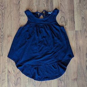 GAP High-Low Tie-Back Tank Top in Navy, Size Small